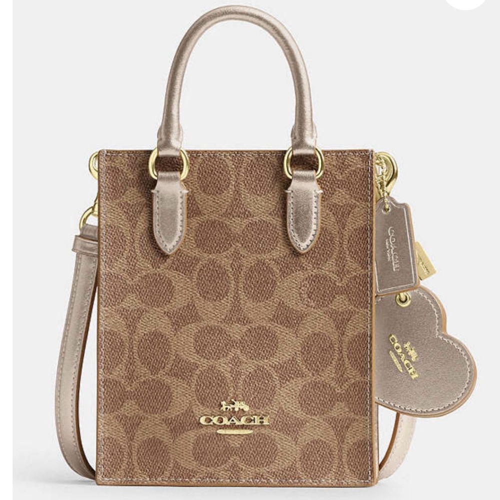 Coach Tan Mini Bag with Gold Accents
